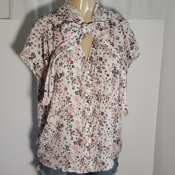 Loft Factory Shirt Women’s Ceam Blouse Floral Print Size L - Picture 3 of 11